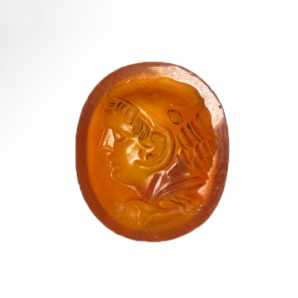 Cornelian Intaglio Ringstone with Bust of Heracles (1 of 4)