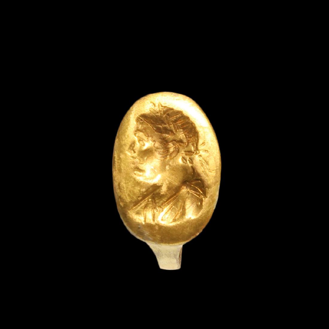 Roman Solid Gold Ring with the Head of an Emperor, c. (1 of 7)