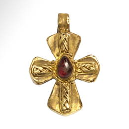 Byzantine Gold and Garnet Cross,  c. 10th Century A.D.