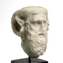 Roman Marble Head of a Satyr with Attribute to Zeus Ammon, c. 1st Century A.D.