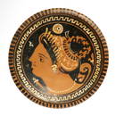 Apulian Red-Figure Plate With Lady of Fashion, Magna Graecia, South Italy, c. 4th Century B.C.