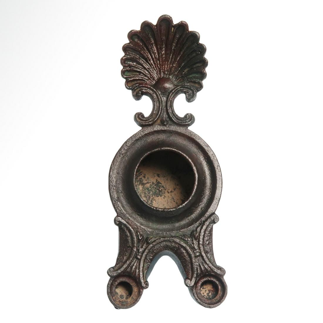 Medieval Bronze Double Oil Lamp with Decoration, c. 10th-11th Century A.D. (1 of 7)