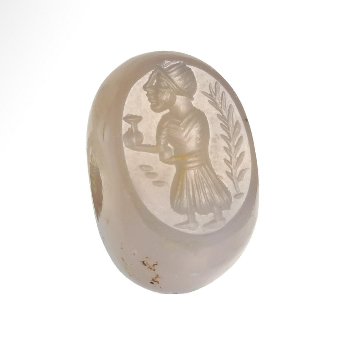 Sassanian Domed Agate Seal with High Priest, c. 3rd - 5th Century A.D. (1 of 7)