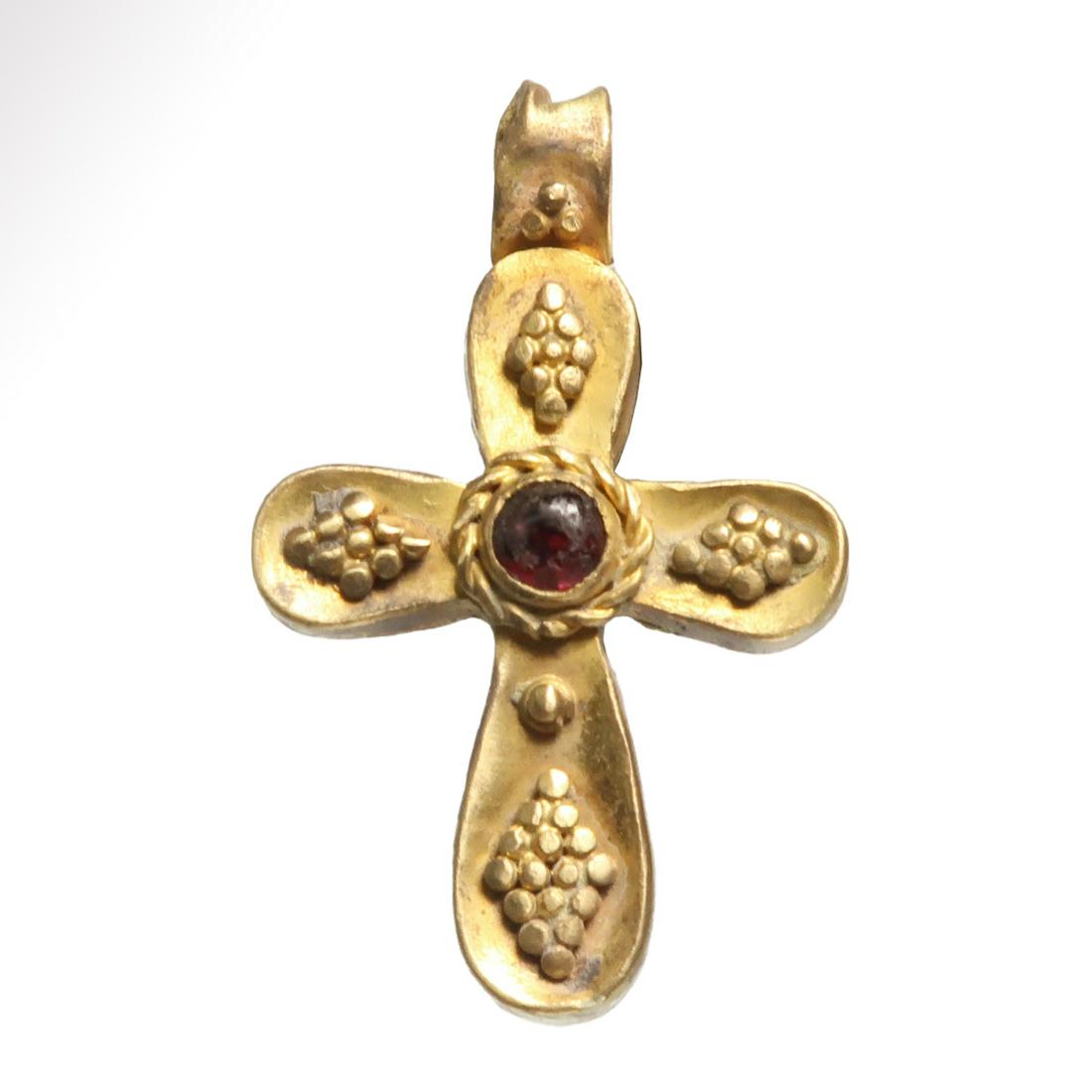 Byzantine Gold and Garnet Cross, c. 11th Century A.D. (1 of 6)