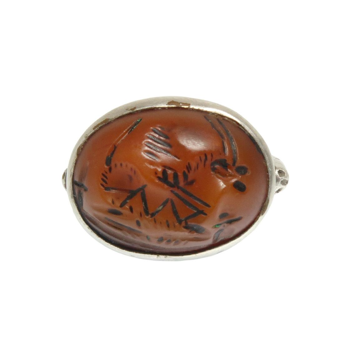 Sassanian Silver and  Cornelian Ring with winged Pegasus (1 of 7)