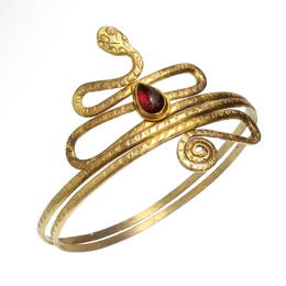 Roman Gold Snake Bracelet with Garnet, c. 1st-2nd Century A.D.