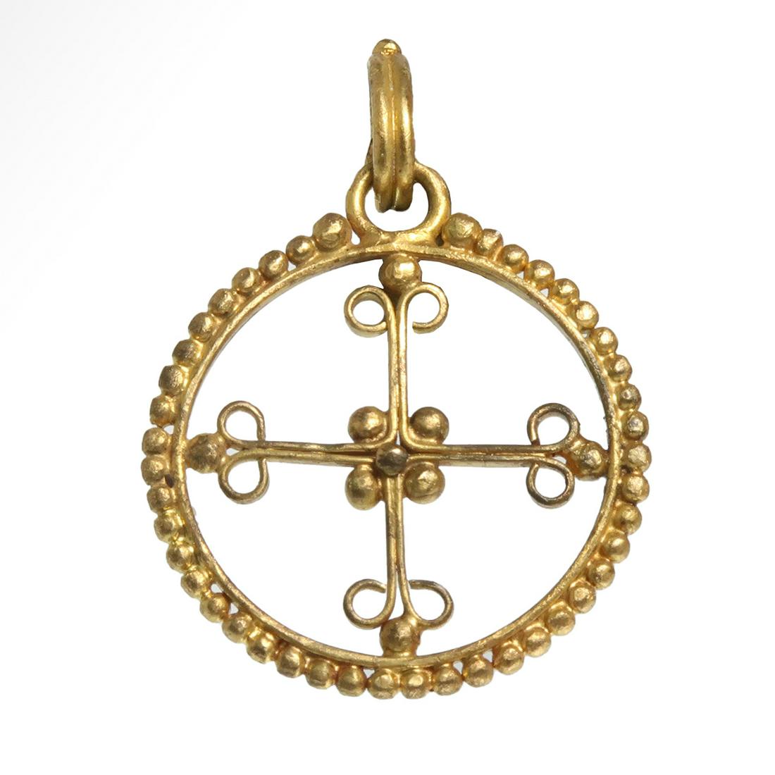 Byzantine Open Work Gold Cross Pendant, c. 6th-7th Century A.D. (1 of 6)