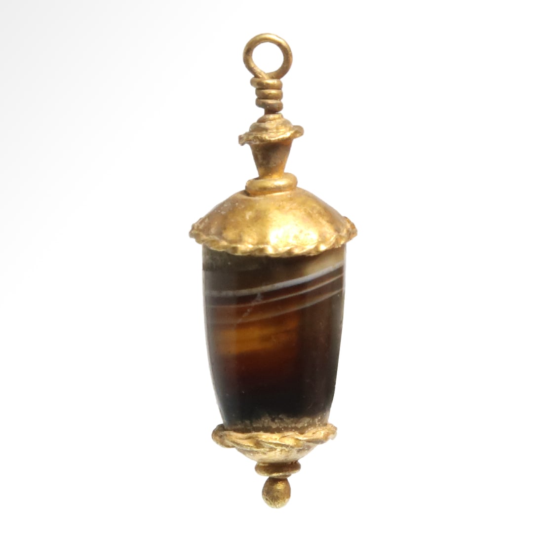 Roman Gold and Banded Agate Acorn Shaped Pendant, c. 1st Century A.D. (1 of 6)
