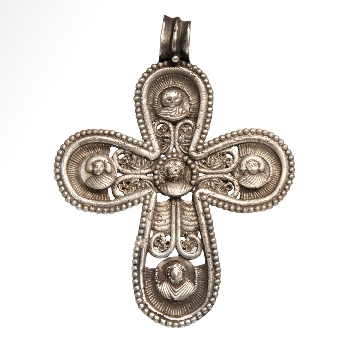Byzantine Silver Open-Work Cross with Saints, c. 7th-9th Century A.D. (1 of 6)