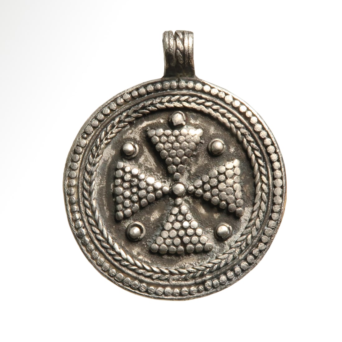 Medieval Crusaders Silver Pendant with Cross, c. 10th-11th Century A.D. (1 of 6)