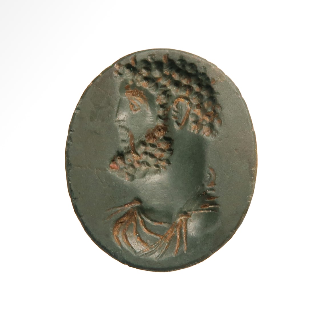 Roman Serpentine Ring-stone Intaglio with Head of Zeus, 2nd Century A.D. (1 of 4)