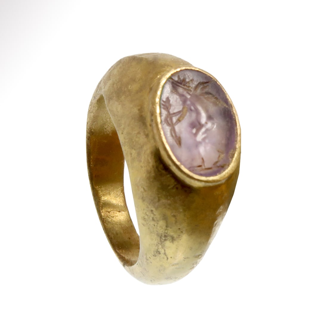 Roman Gold and Amethyst Intaglio Ring, engraved with Eros (Cupid), c. 1st Century A.D. (1 of 7)