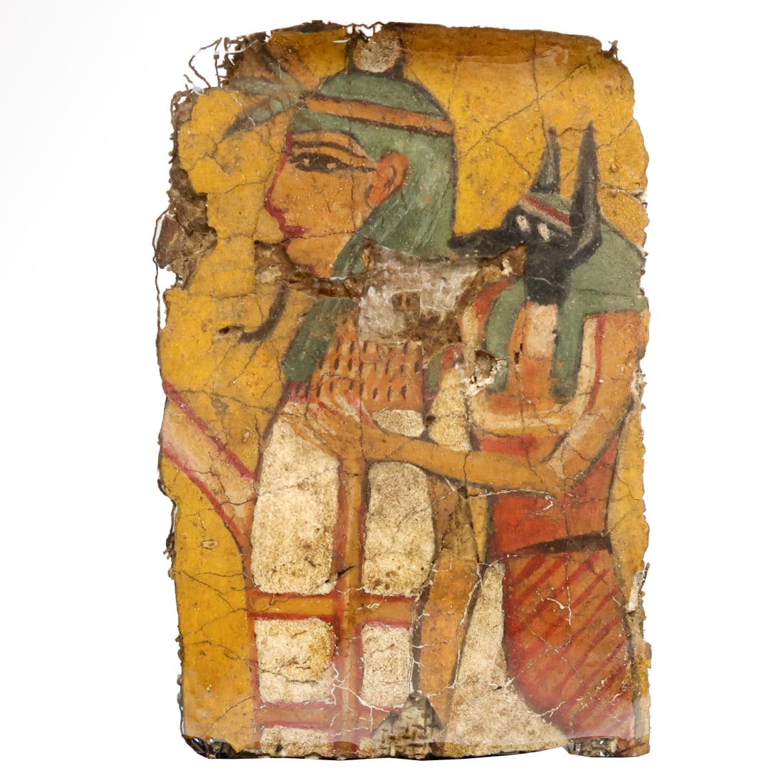 Egyptian Polychrome Cartonnage Fragment with Mummy and Anubis, c. 600-300 B.C. (1 of 5)
