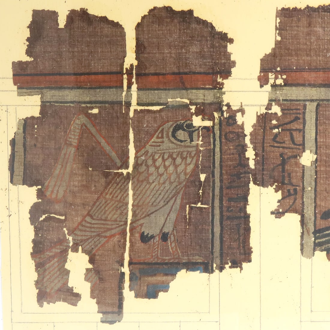 Eleven Fragments of Inscribed Papyri with Hieroglyphs and Polychrome Vignettes from the Book of the (1 of 4)