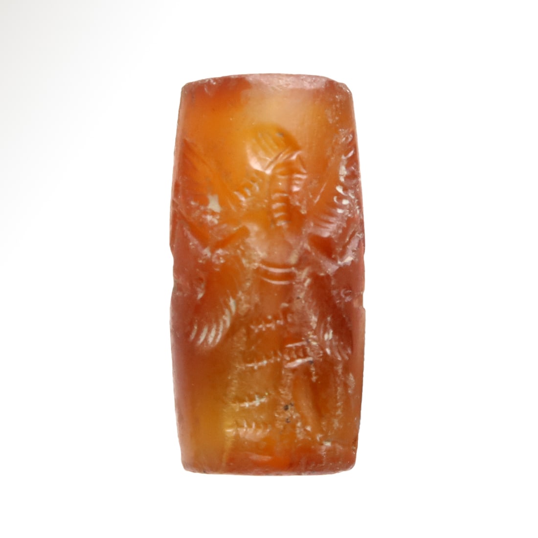 Near Eastern Cornelian Cylinder Seal with Winged Genie and Monsters, 900-600 B.C. (1 of 6)
