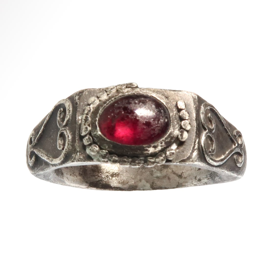Roman Silver Ring with Garnet, c. 3rd century A.D. (1 of 6)