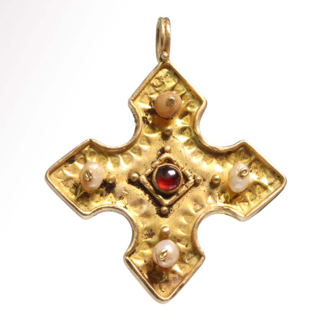 Byzantine Gold Cross with Garnet and Mother of Pearl, c. 10th Century A.D. (1 of 6)