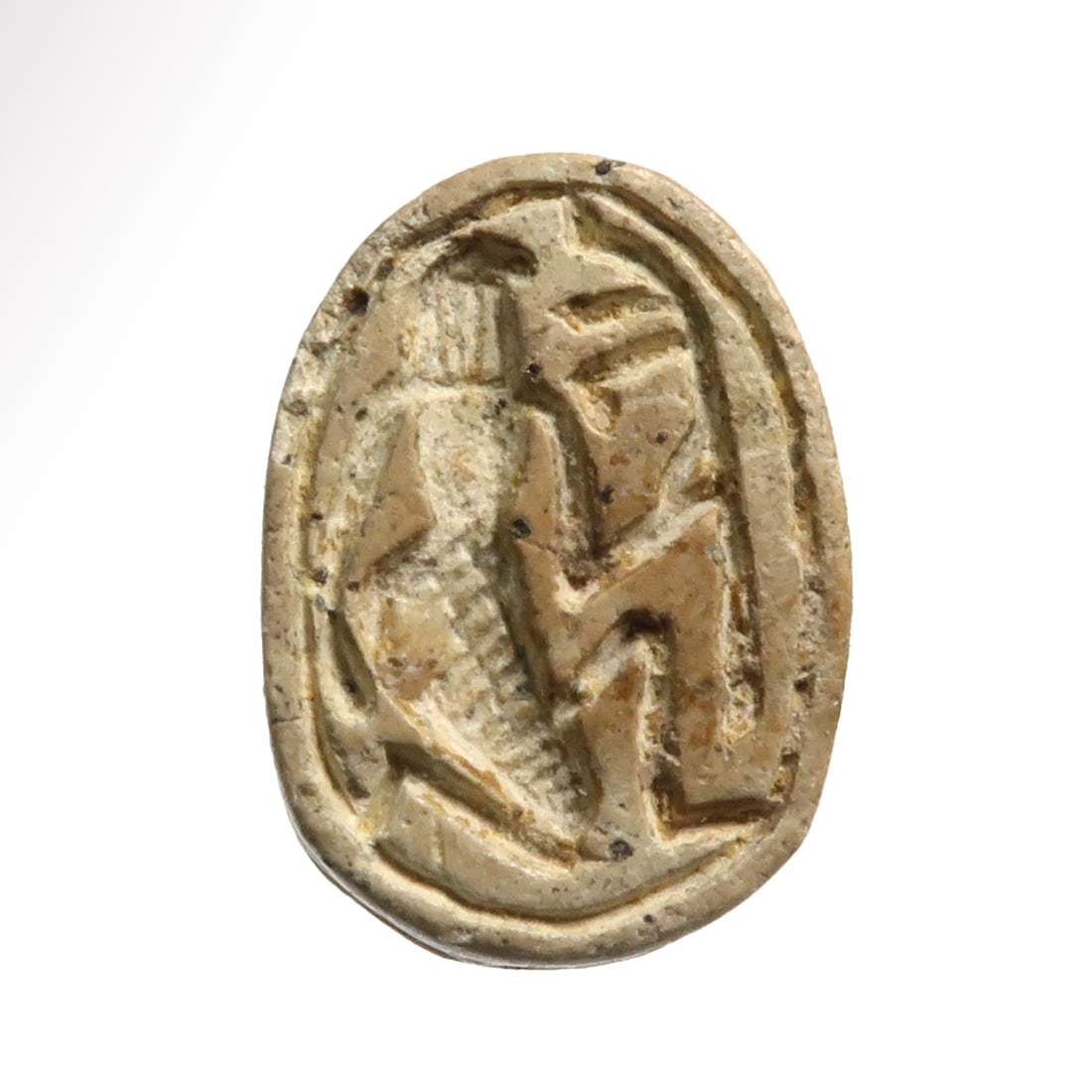 Egyptian Steatite Scarab with Hieroglyphs and Horus, c. 1500 B.C. (1 of 7)