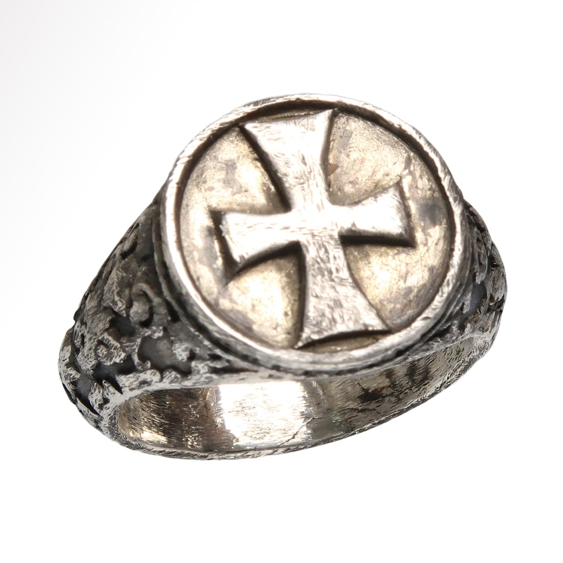 Large Crusaders Silver Ring with Cross, c. 10th Century A.D. (1 of 6)