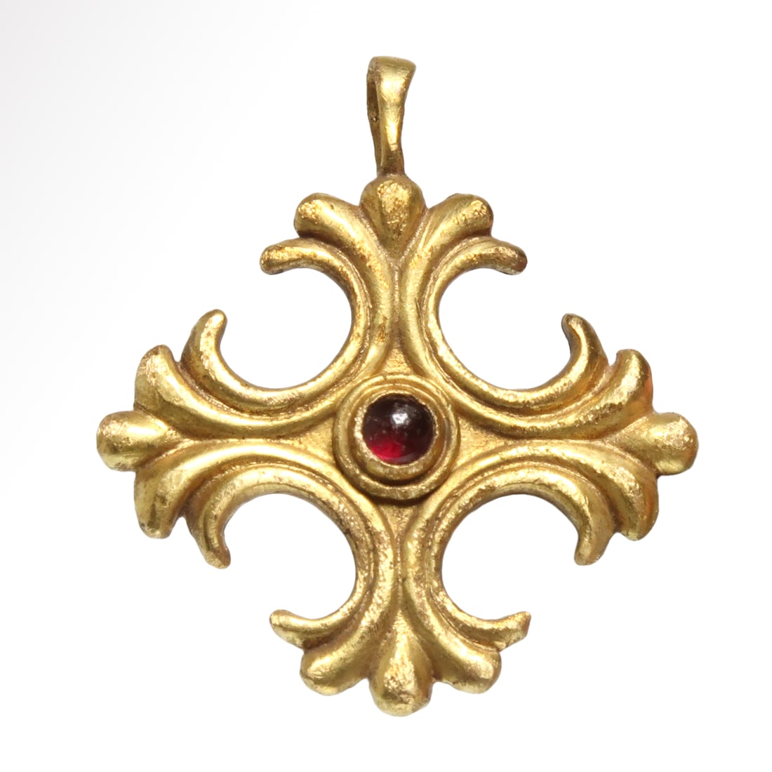 Medieval Fleur de Lys Gold and Garnet Cross, c. 10th-11th Century A.D. (1 of 6)