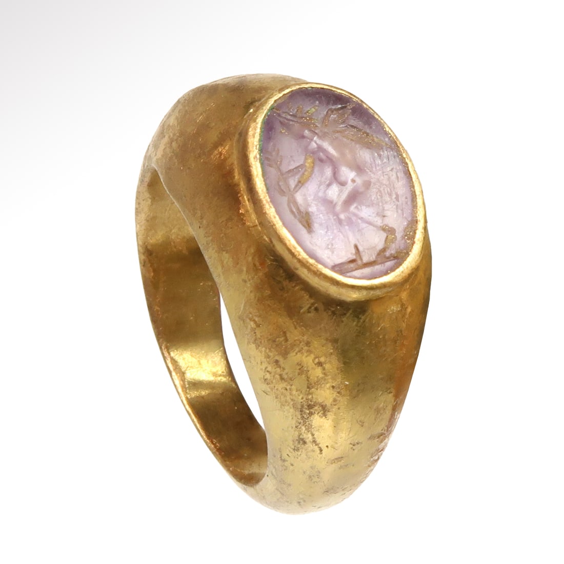 Roman Gold and Amethyst Intaglio Ring, engraved with Eros (Cupid), c. 1st Century A.D. (1 of 7)