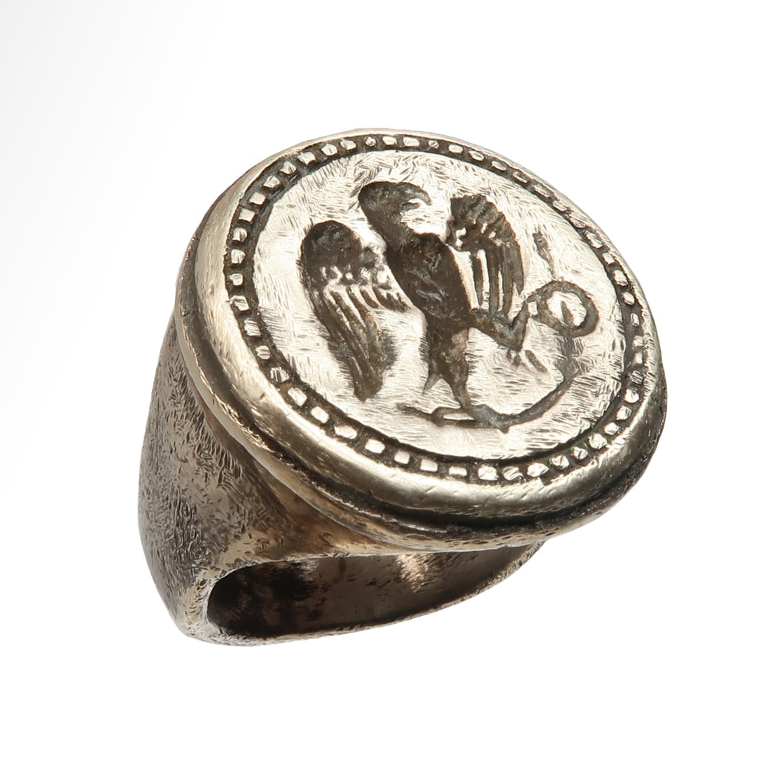 Large Roman Silver Ring with Military Eagle, c. 2nd Century A.D. (1 of 8)