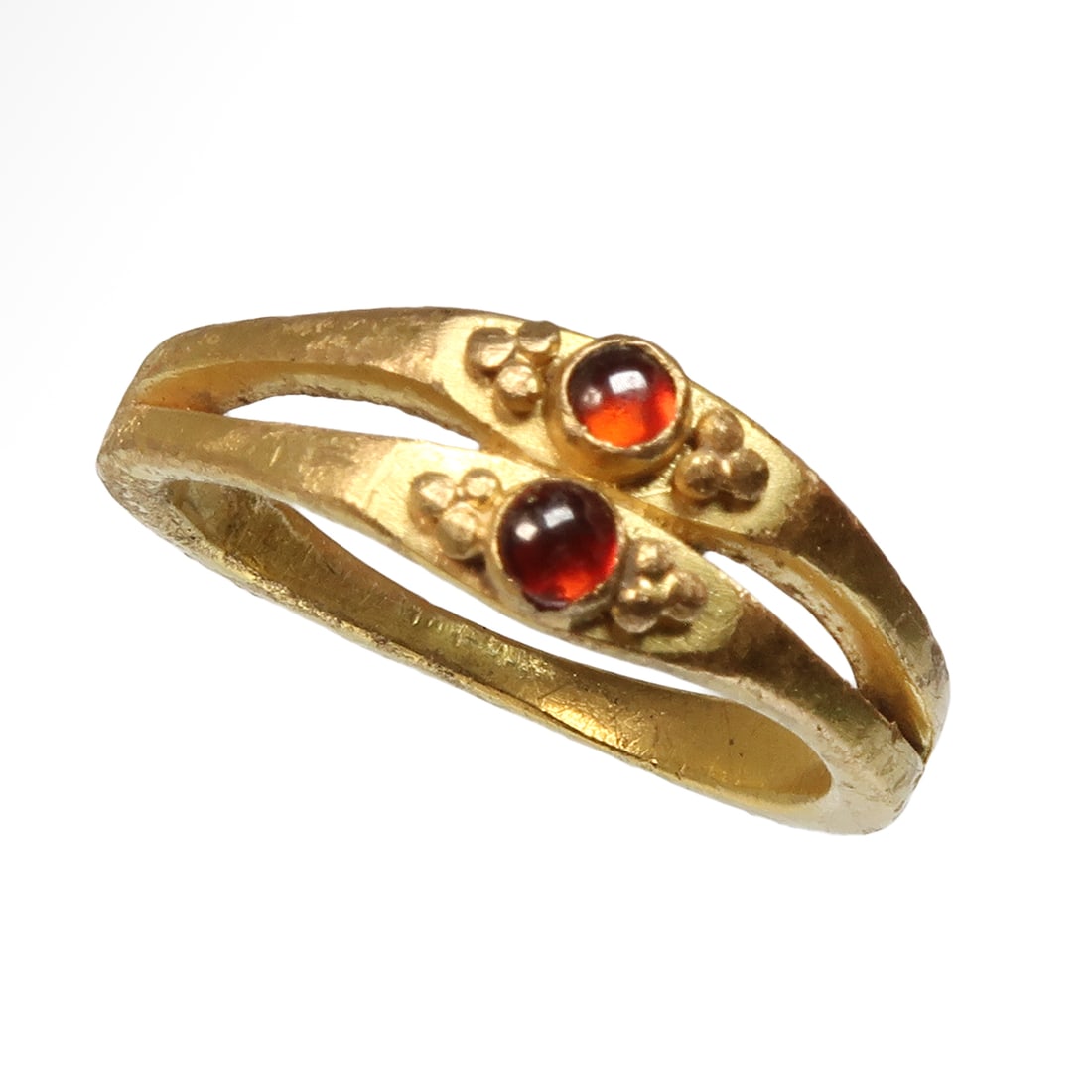 Medieval Gold Double Ring with Garnets, c. 1200-1300 A.D. (1 of 6)