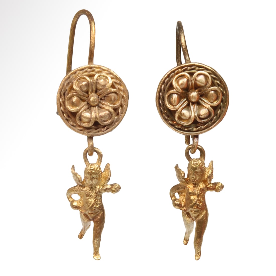 Roman Gold Earrings with Cupid (Eros), c. 2nd Century A.D. (1 of 5)