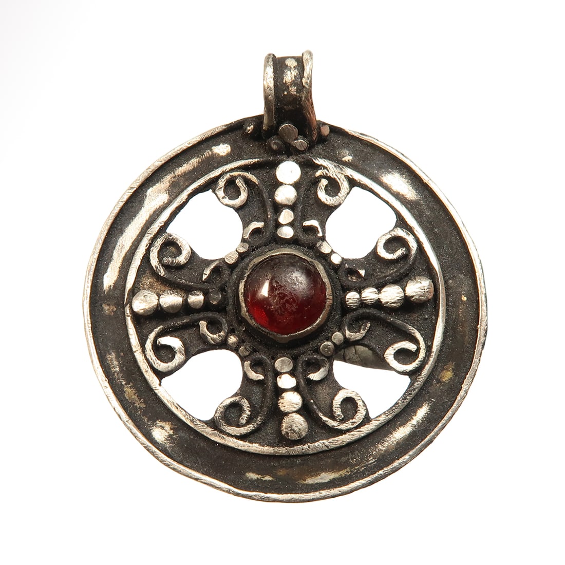 Crusaders Silver and Garnet Open-Work Pendant with Cross, c. 10th Century AD (1 of 6)