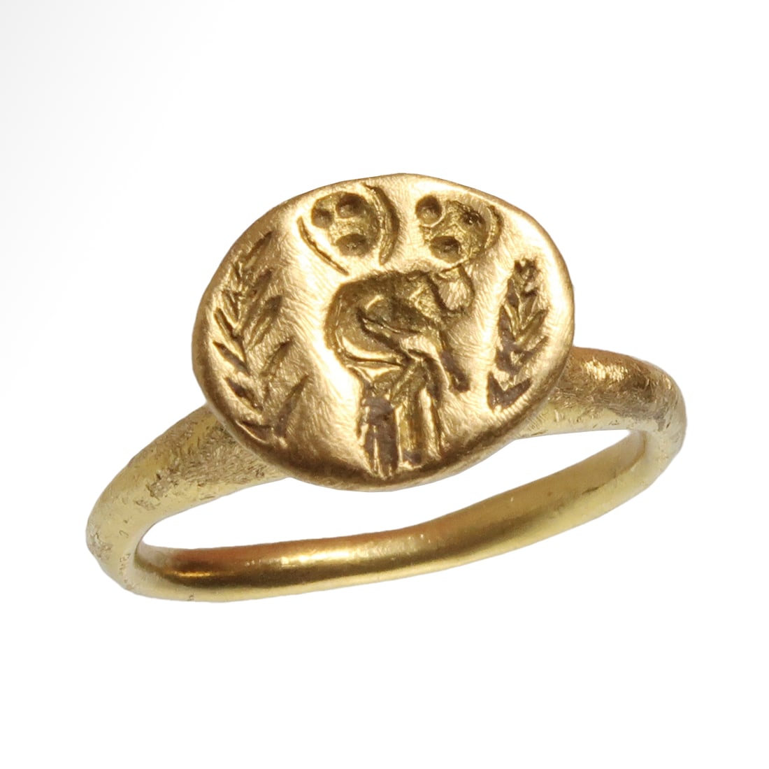 Byzantine Gold Ring of Virgin Mary and Child, c. 10th Century A.D. (1 of 7)