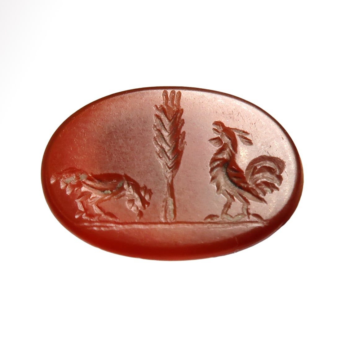 Roman Cornelian Intaglio with Cockerel and Hen, c. 1st Century A.D. (1 of 4)