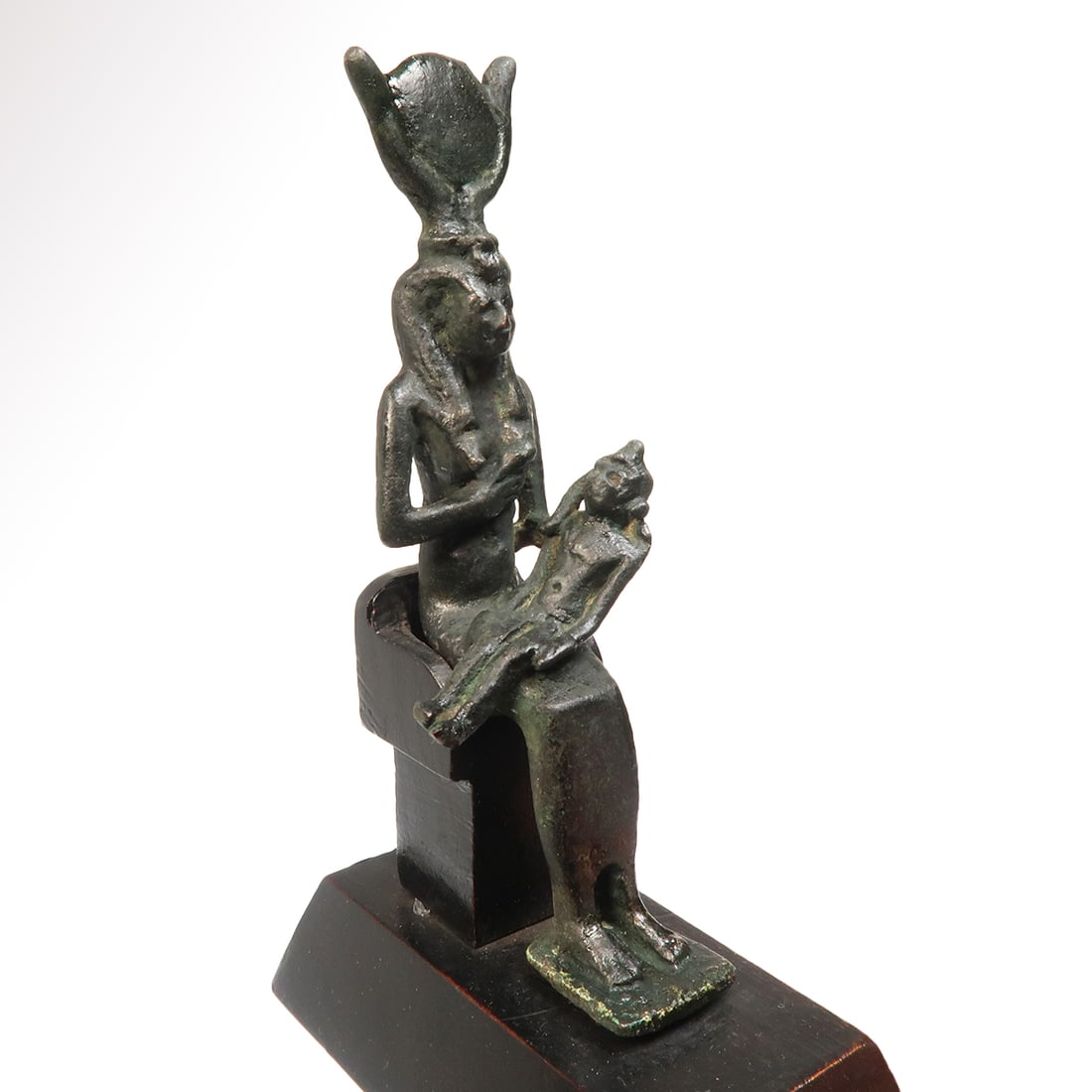 Egyptian Bronze Seated Isis with Young Horus, Ptolemaic Period, c. 664-30 B.C. (1 of 7)