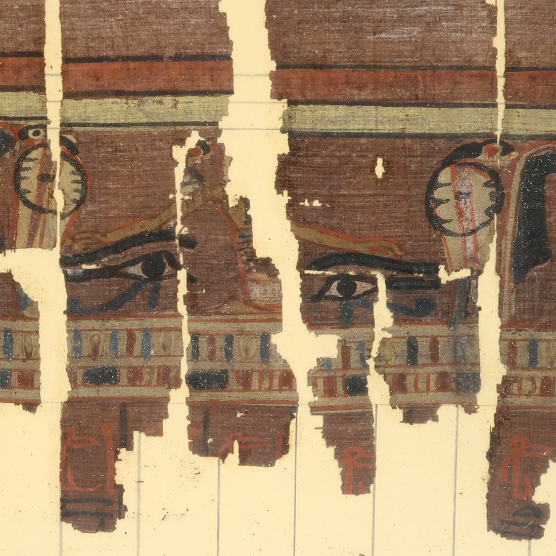 13 Fragments of Inscribed Papyri with Remains of Polychrome Vignettes from the Book of the Dead (1 of 5)