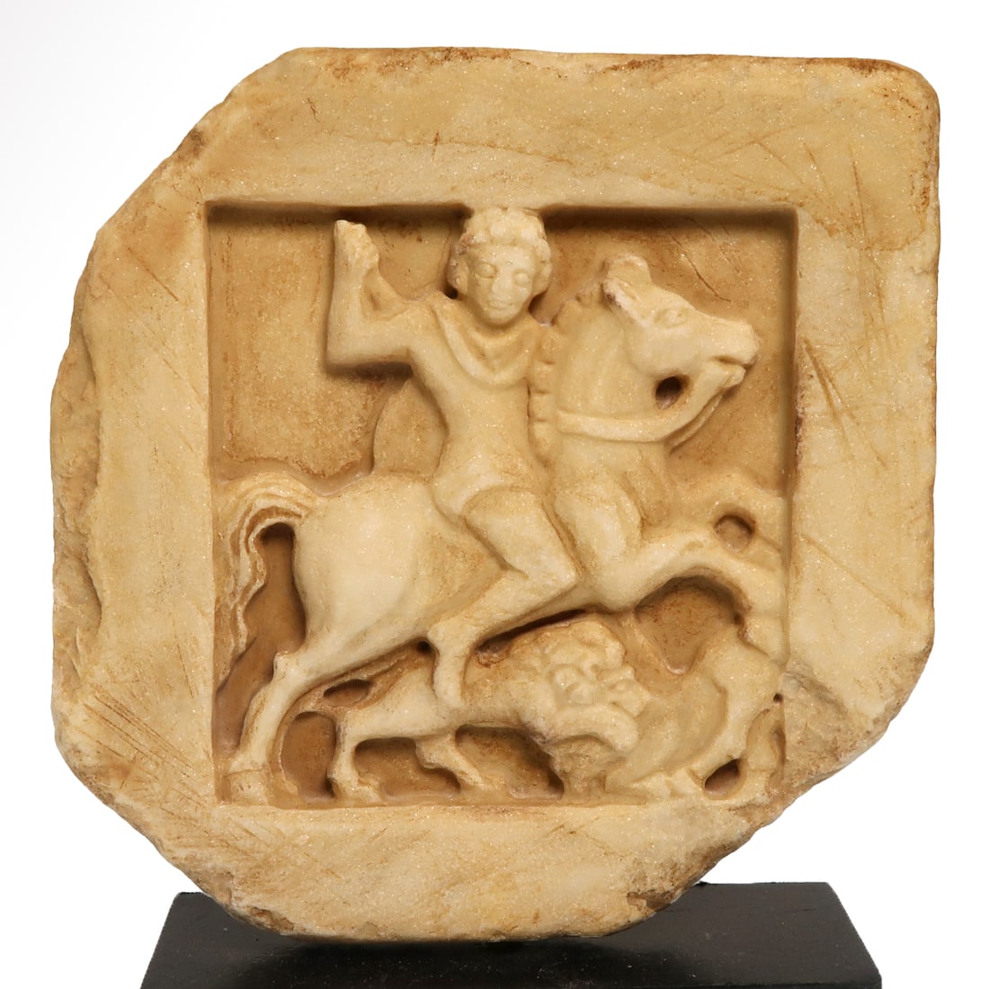 Roman Thracian Marble Relief, Horseman & Lion, c. 2nd Century A.D. (1 of 6)