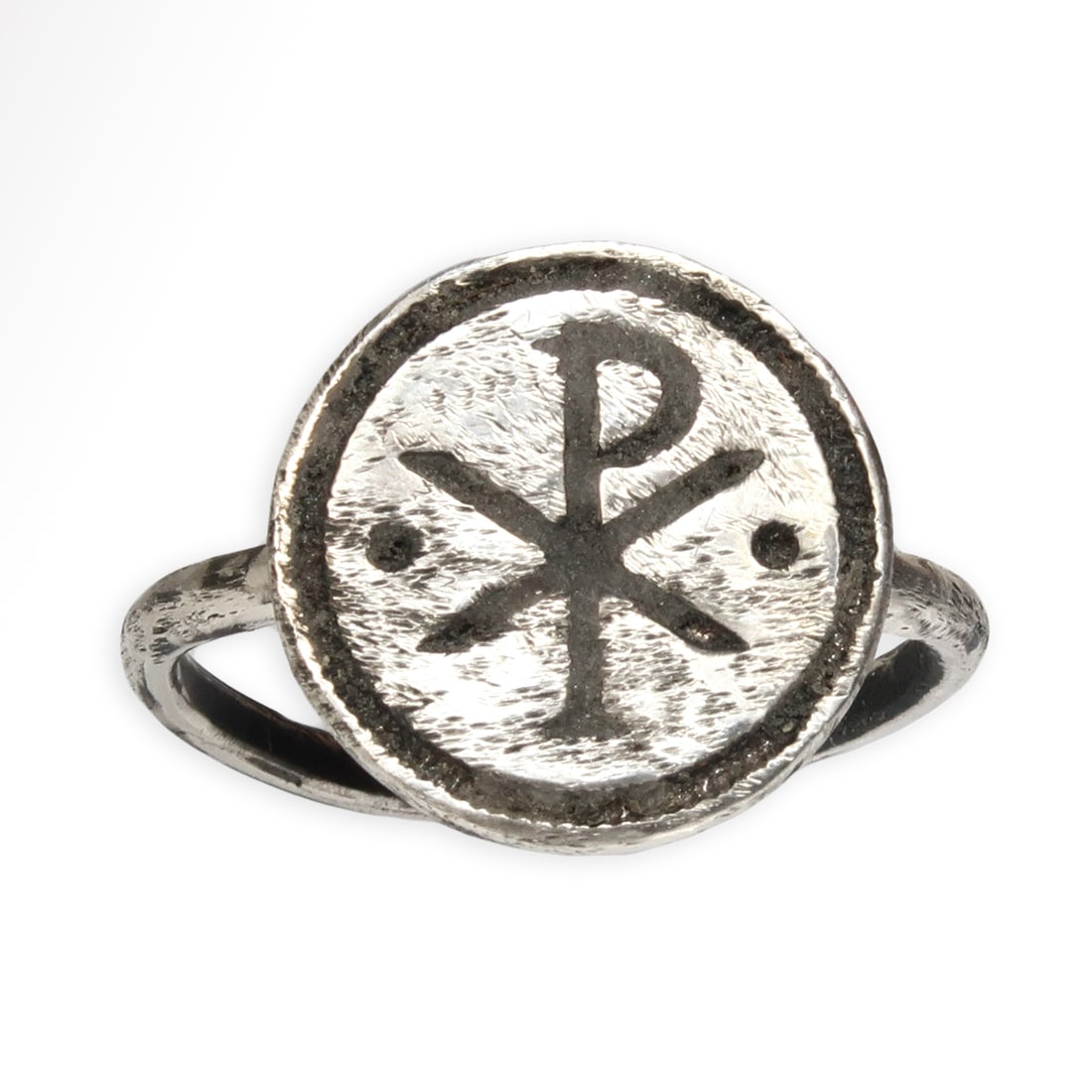 Early Byzantine Silver Ring with PX, c. 4th Century A.D. (1 of 5)