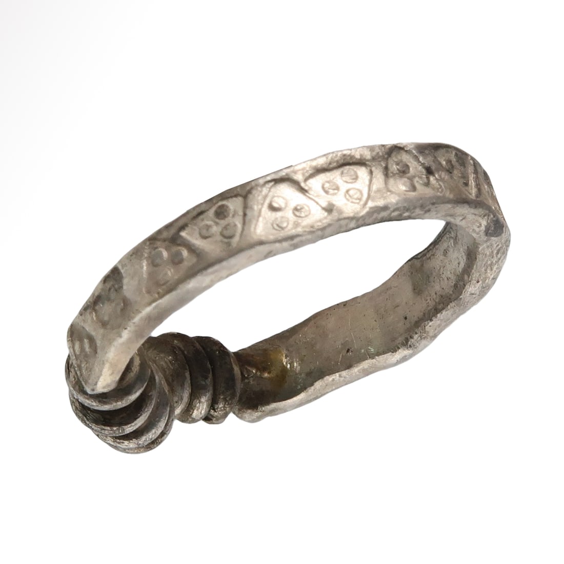 Viking Silver Ring with Punched Decoration, c. 11th Century A.D. (1 of 6)