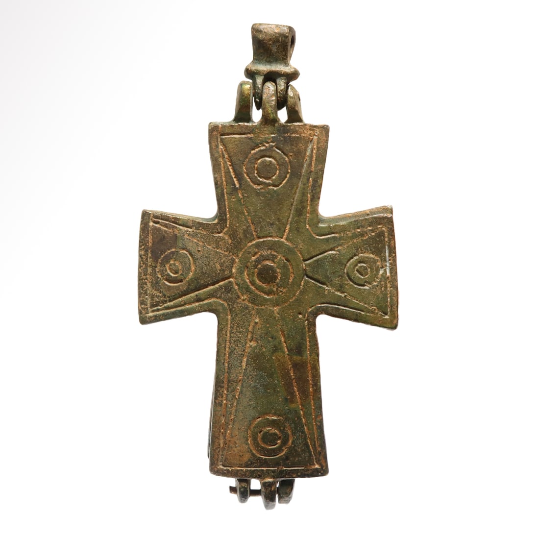 Byzantine Bronze Large Decorated Reliquary Cross Pendant, c. 8th-12th Century A.D. (1 of 6)