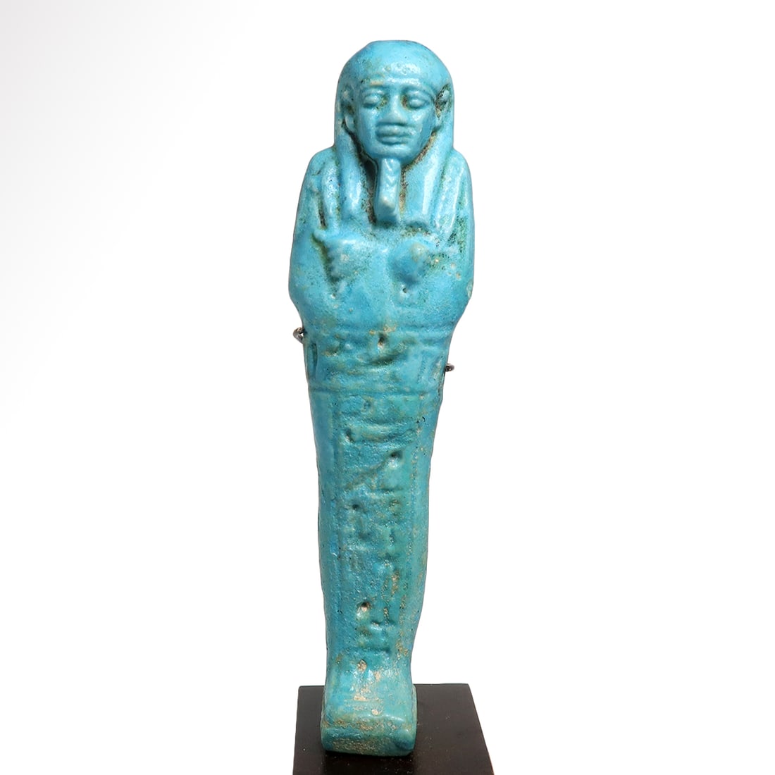Egyptian Turquoise Faience Shabti Inscribed to the Priest/Prophet Hemet-ba-m-ankh, c. 600 B.C. (1 of 7)