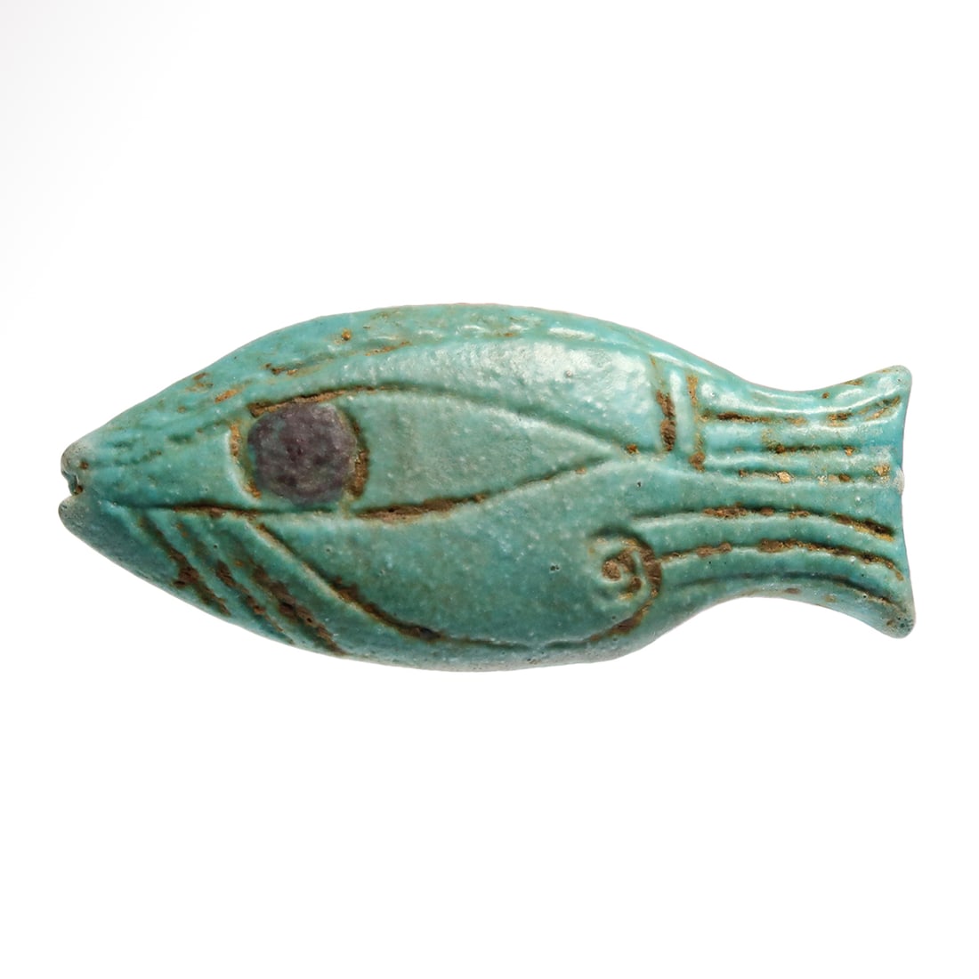 Egyptian Faience Fish Amulet with Eye of Horus, c. 1000 B.C. (1 of 6)