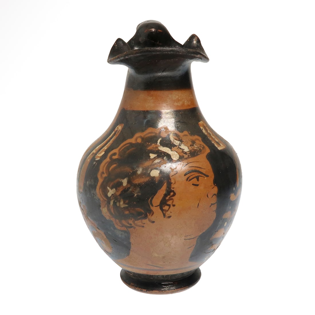 Apulian Trefoil Lipped Red-Figure Oinochoe with Faun (Pan), (Felton Painter), c. 370-360 B.C. (1 of 7)