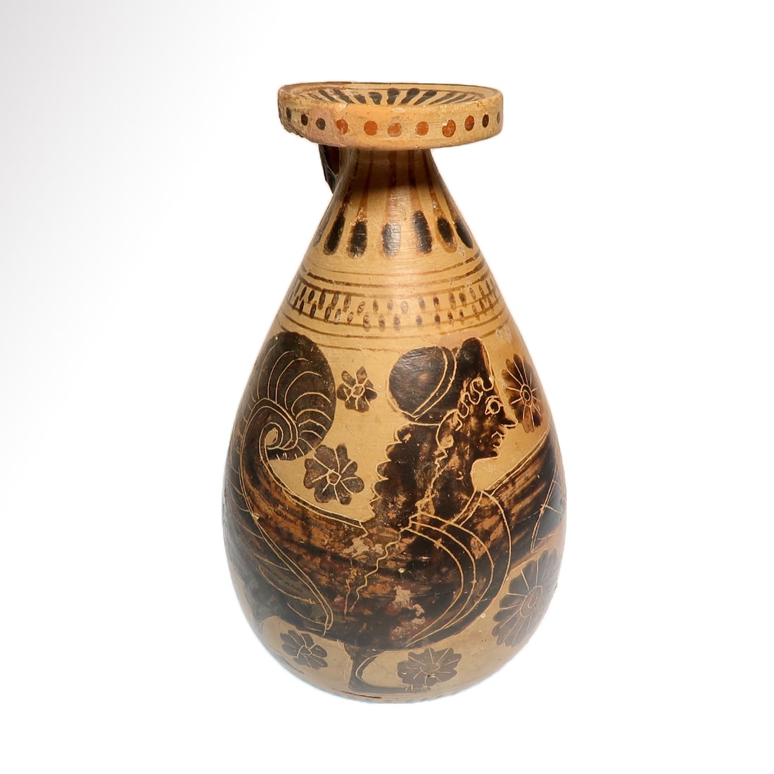 Large Boeotian Pottery Alabastron, Attributed to the Horse-Bird Painter Group, c. 580-560 B.C. (1 of 8)