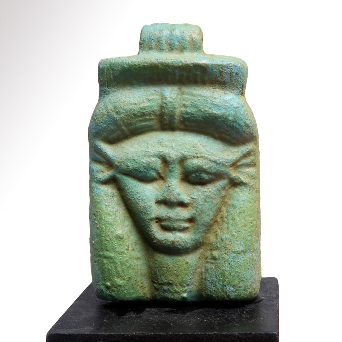 Egyptian Faience Hathor Plaque Amulet, c. 600 B.C. (1 of 5)