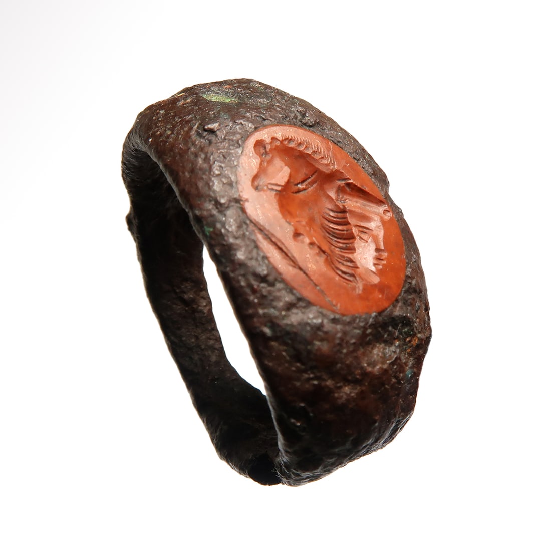 Roman Iron Ring with Red Jasper Intaglio, Gryllos, c. 2nd-3rd Century A.D. (1 of 7)