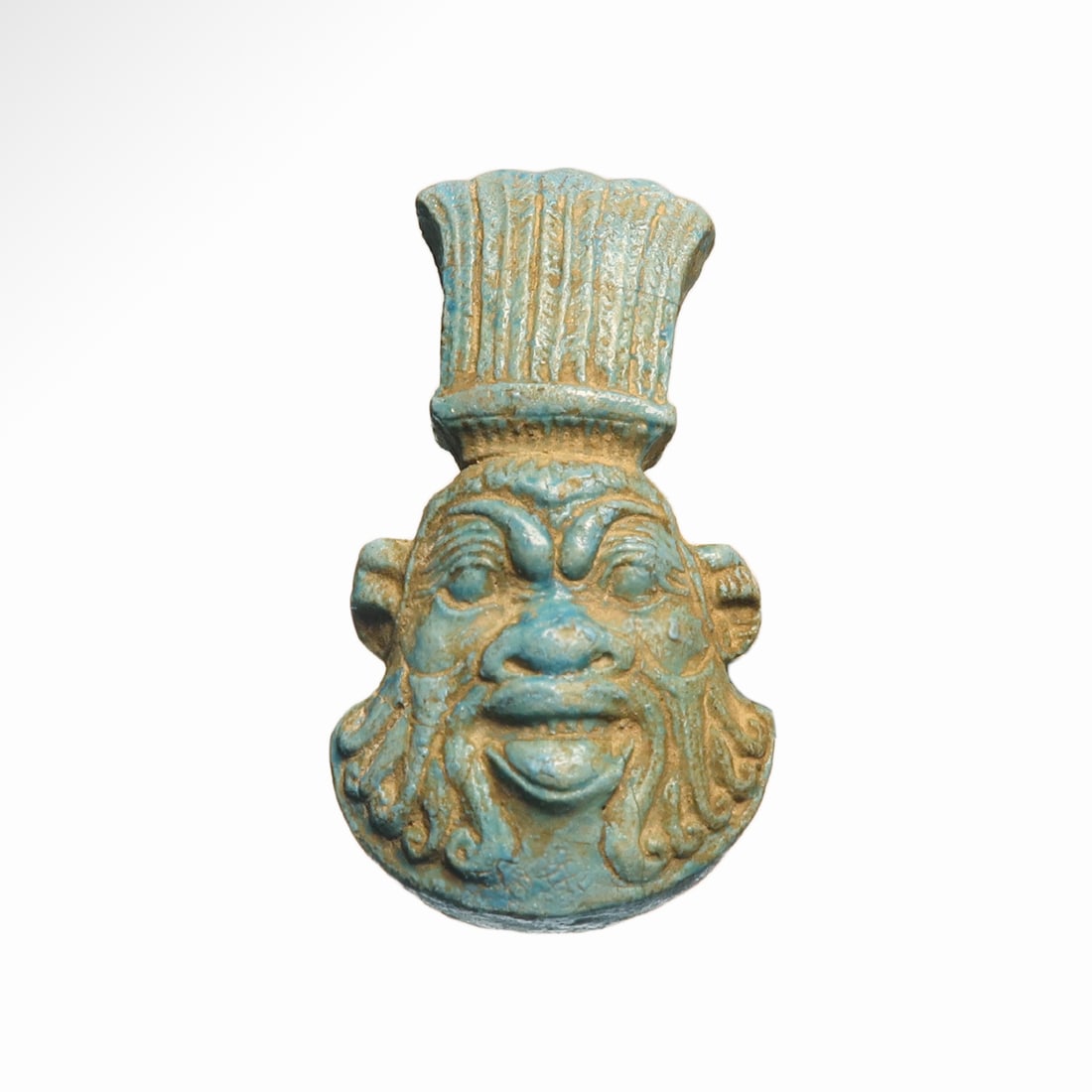 Egyptian Turquoise Faience Amulet of Bes, c. 600 B.C. (1 of 7)