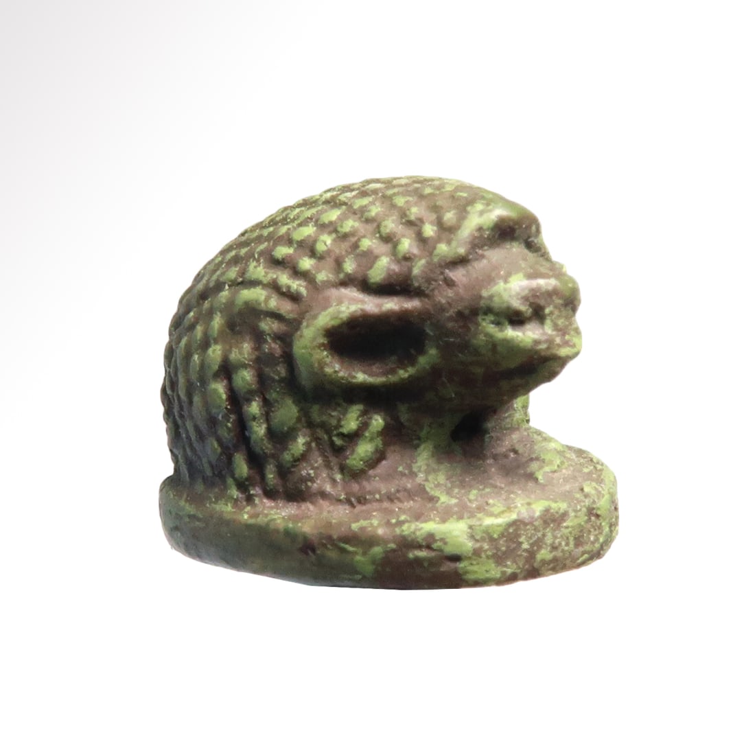 Egyptian Green Faience Amulet of a Hedgehog with Hieroglyphs, c. 900-700 B.C. (1 of 7)