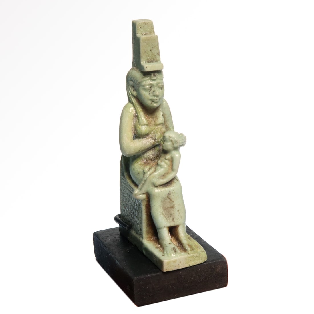 Egyptian Blue-Glazed Faience of Seated Isis with Infant Horus Amulet, c. 900 B.C. (1 of 6)