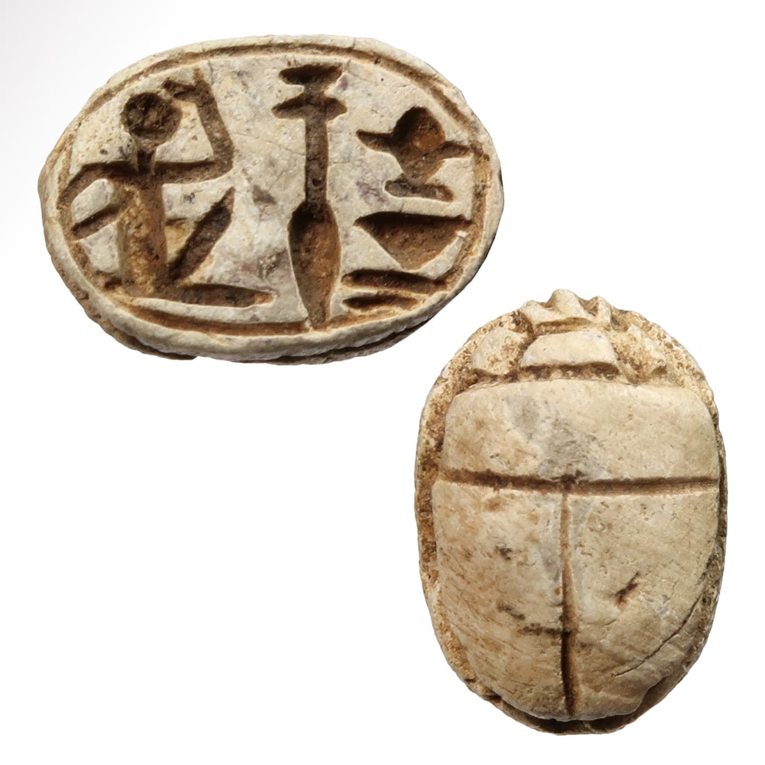 Egyptian Steatite Scarab with Interesting Hieroglyphs, c. 600 B.C. (1 of 8)