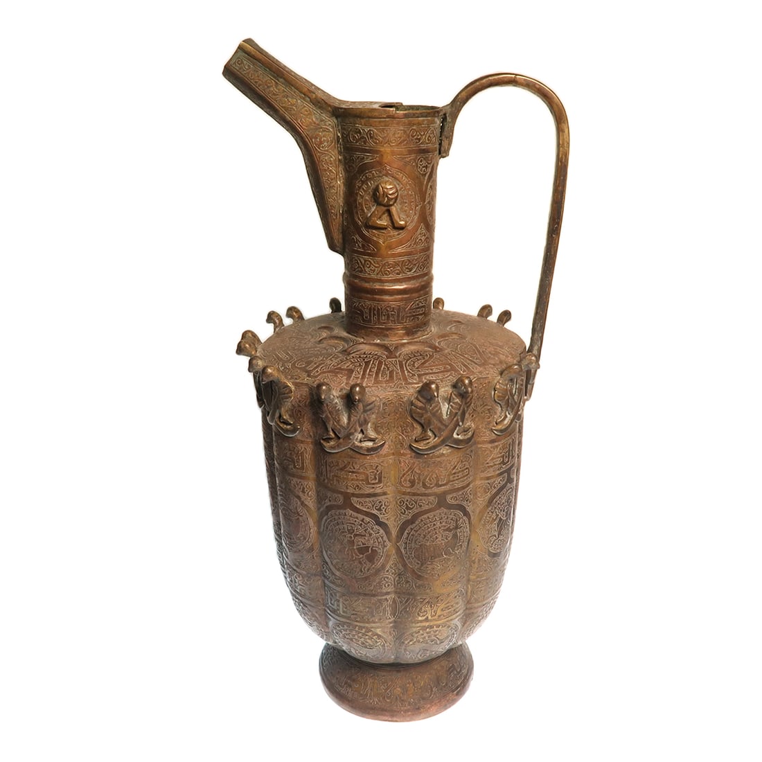 Large Khorassan Bronze Ewer with Figures, Animals and Inscription, c. 11th Century A.D. (1 of 7)