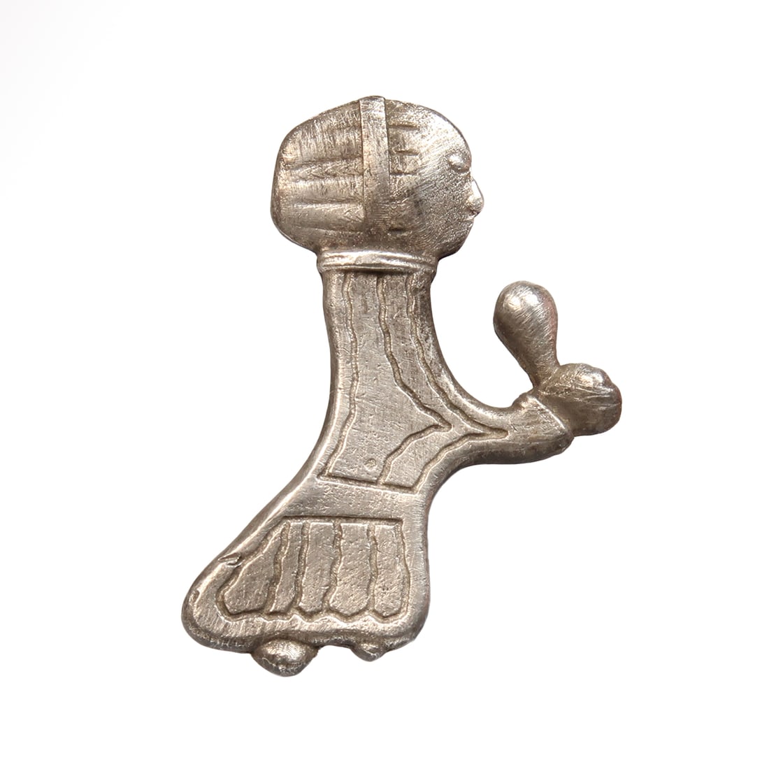 Viking Silver Pendant with Maiden Valkyrie Bearing Offering to Odin, c. 10th Century A.D. (1 of 6)
