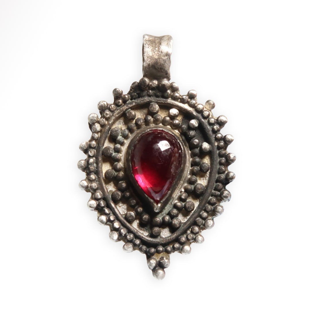 Roman Silver and Garnet Drop Pendant, c. 2nd Century A.D. (1 of 6)